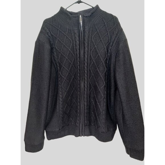 Tricots St Raphael Black Full-Zip Sweater XL 100% Acrylic Shell Polyester Lining - Picture 1 of 4